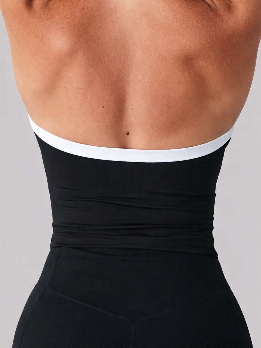 Contrast Halter Tank Top Black