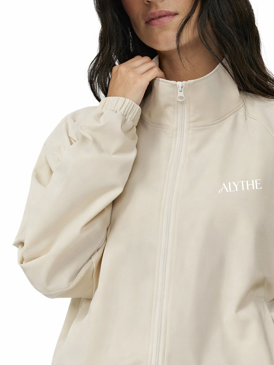 Full Zip High Neck Jacket Beige