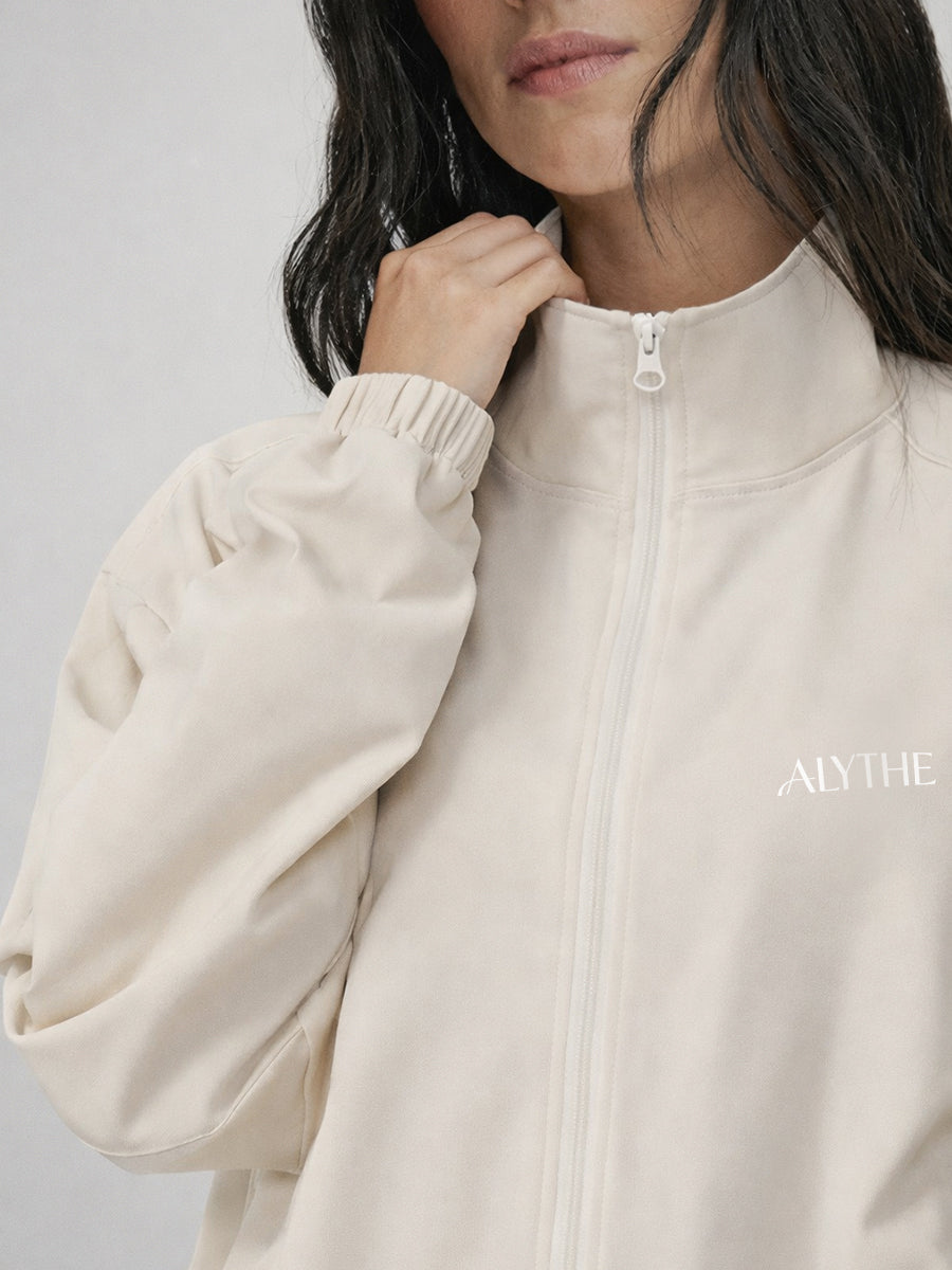 Full Zip High Neck Jacket Beige