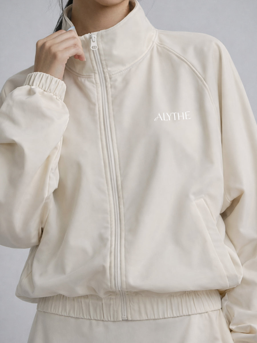 Full Zip High Neck Jacket Beige