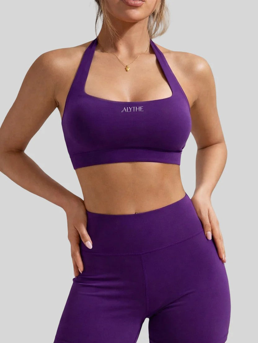 Scoop Neck Open Back Bra Top Purple