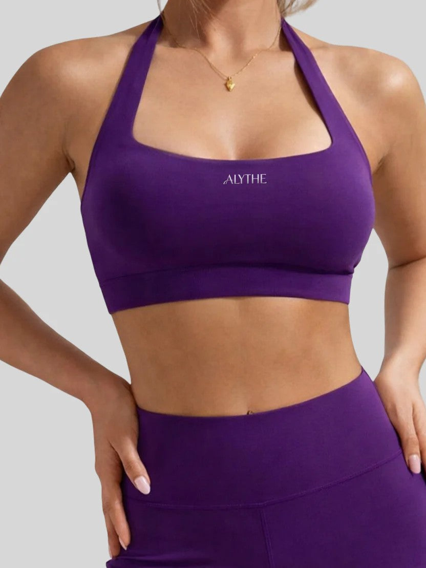 Scoop Neck Open Back Bra Top Purple