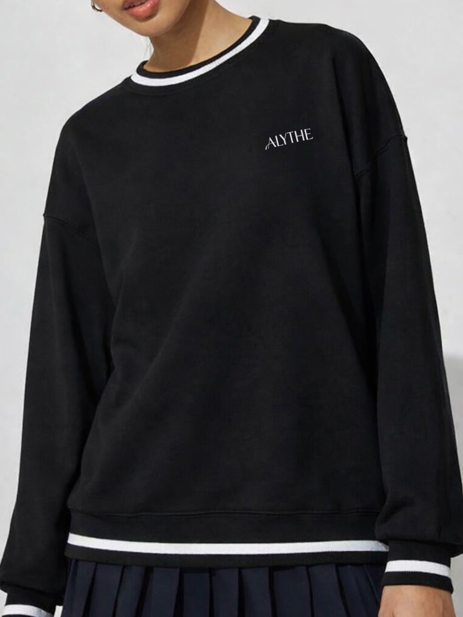 Crew Neck Contrast Trim Sweatshirt Black
