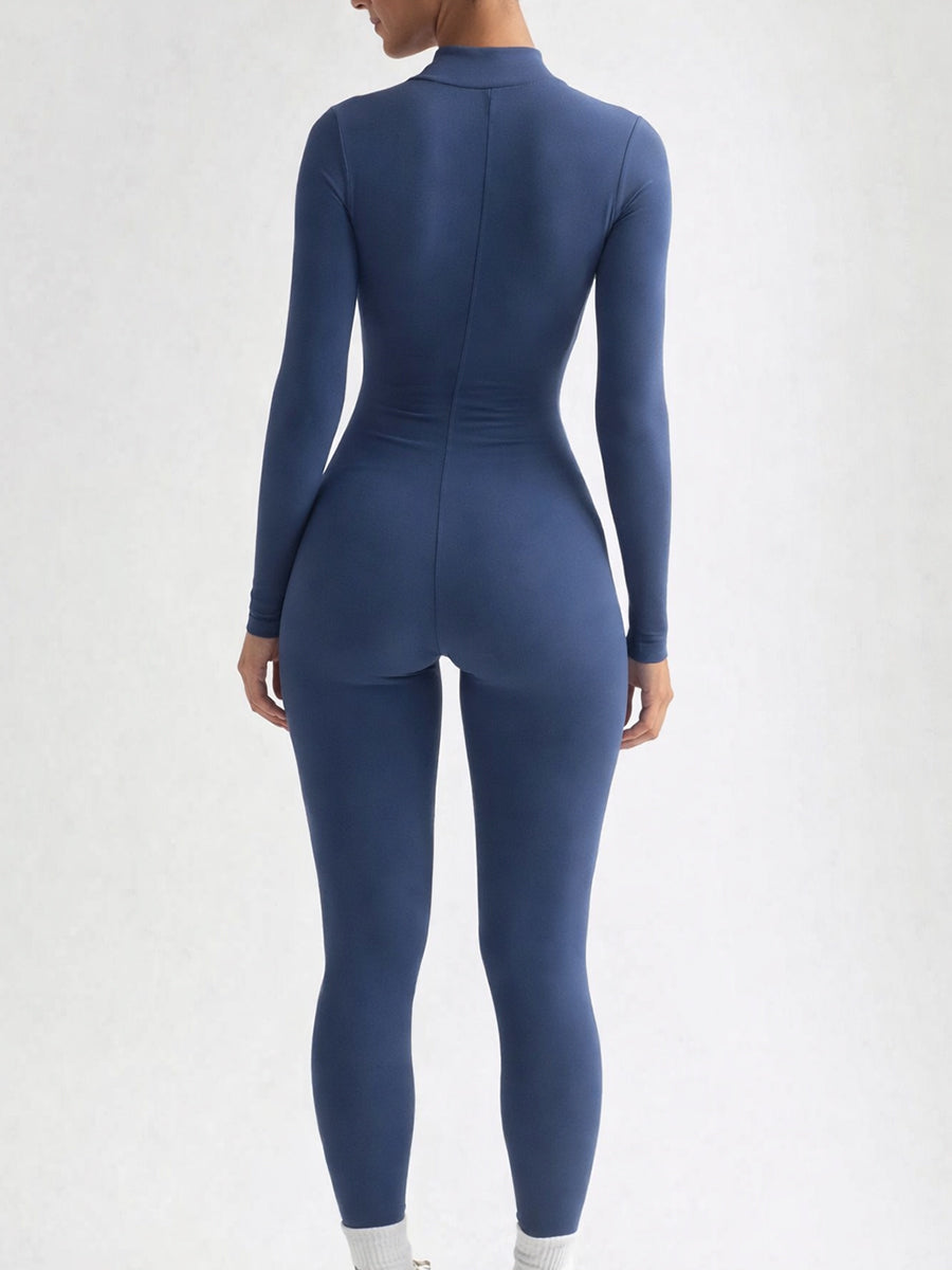 Long Sleeve Zip Front Jumpsuit Navy