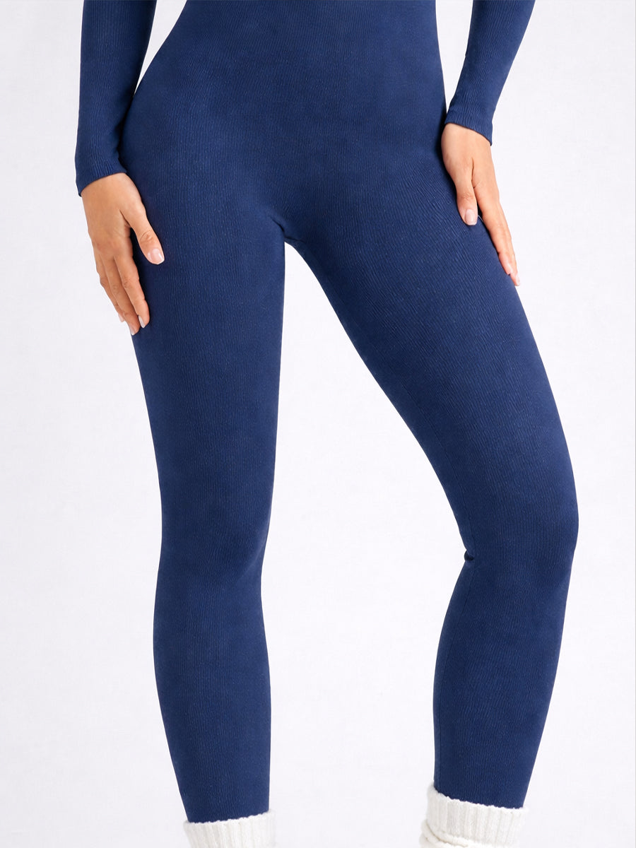 Long Sleeve Zip Front Jumpsuit Navy