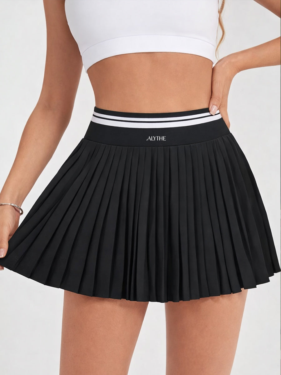 High Waist Pleated Skirt Black