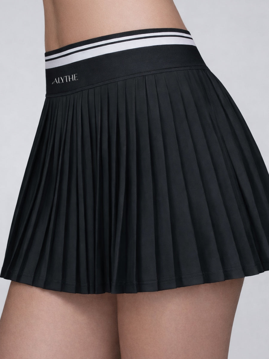 High Waist Pleated Skirt Black