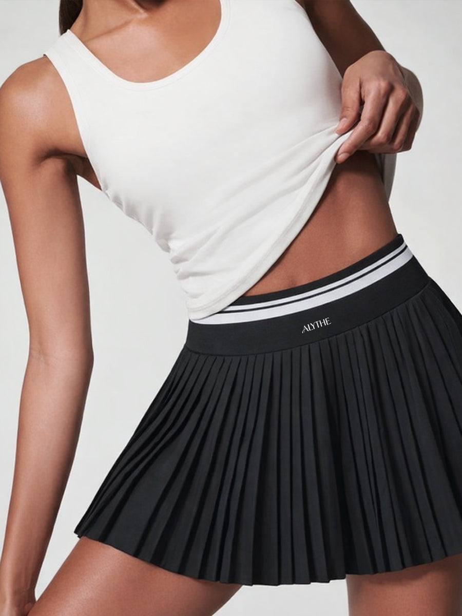 High Waist Pleated Skirt Black
