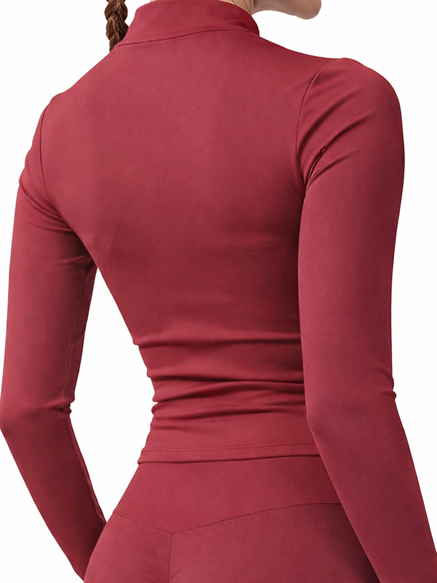 Long Sleeve Zip Front Jacket Burnt Red