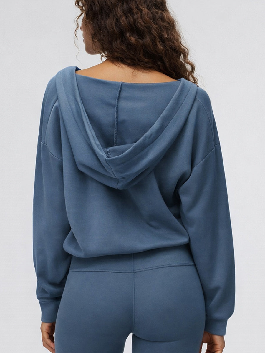 V Neck Hoodie Blue
