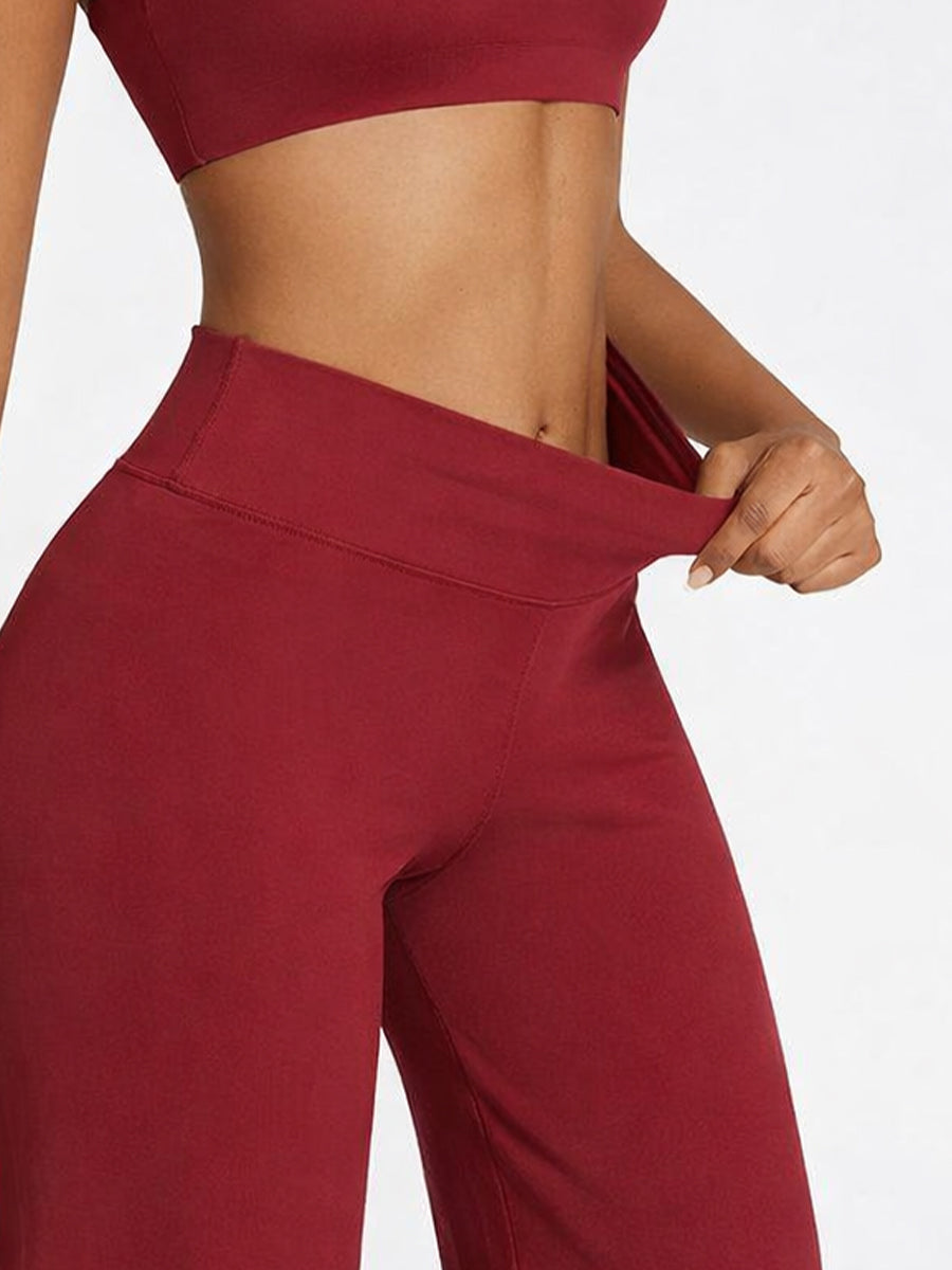 High Waist Flared Leggings Red