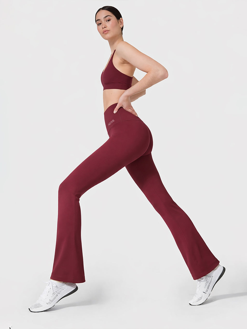 High Waist Flared Leggings Burnt Red