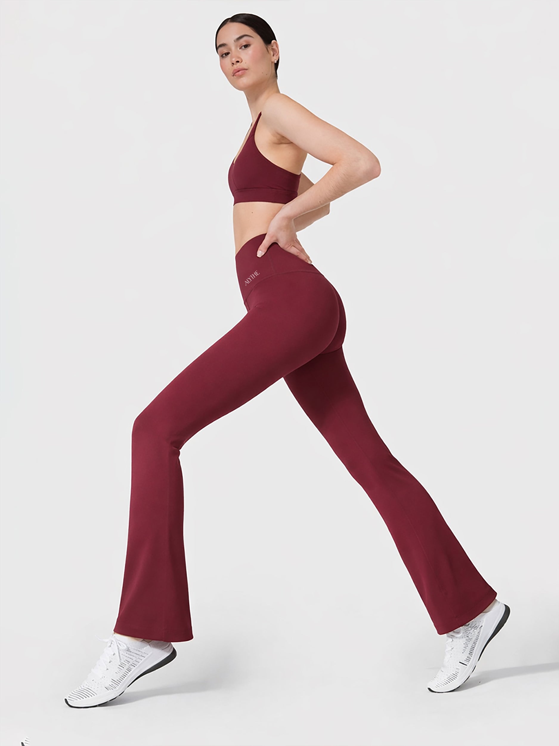 High Waist Flared Leggings Red
