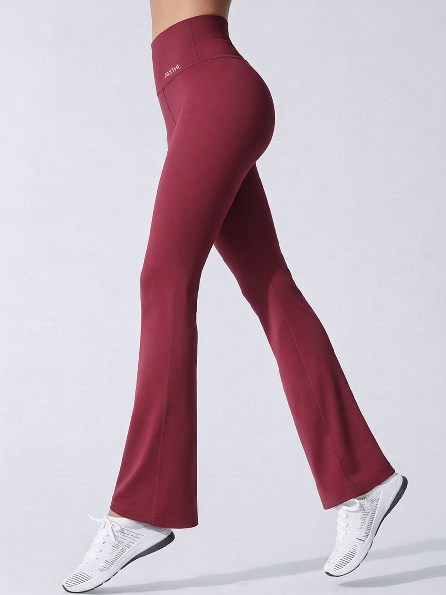 High Waist Flared Leggings Red