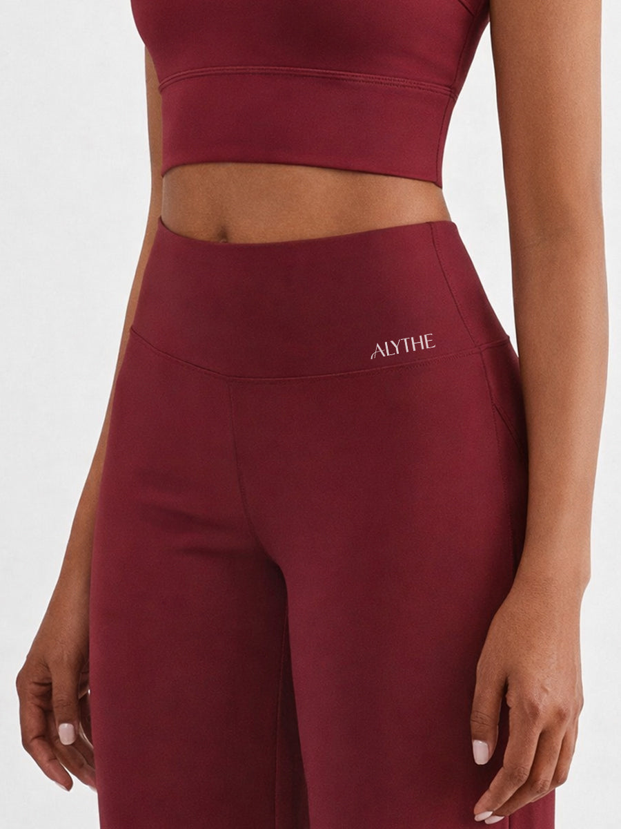 High Waist Flared Leggings Burnt Red