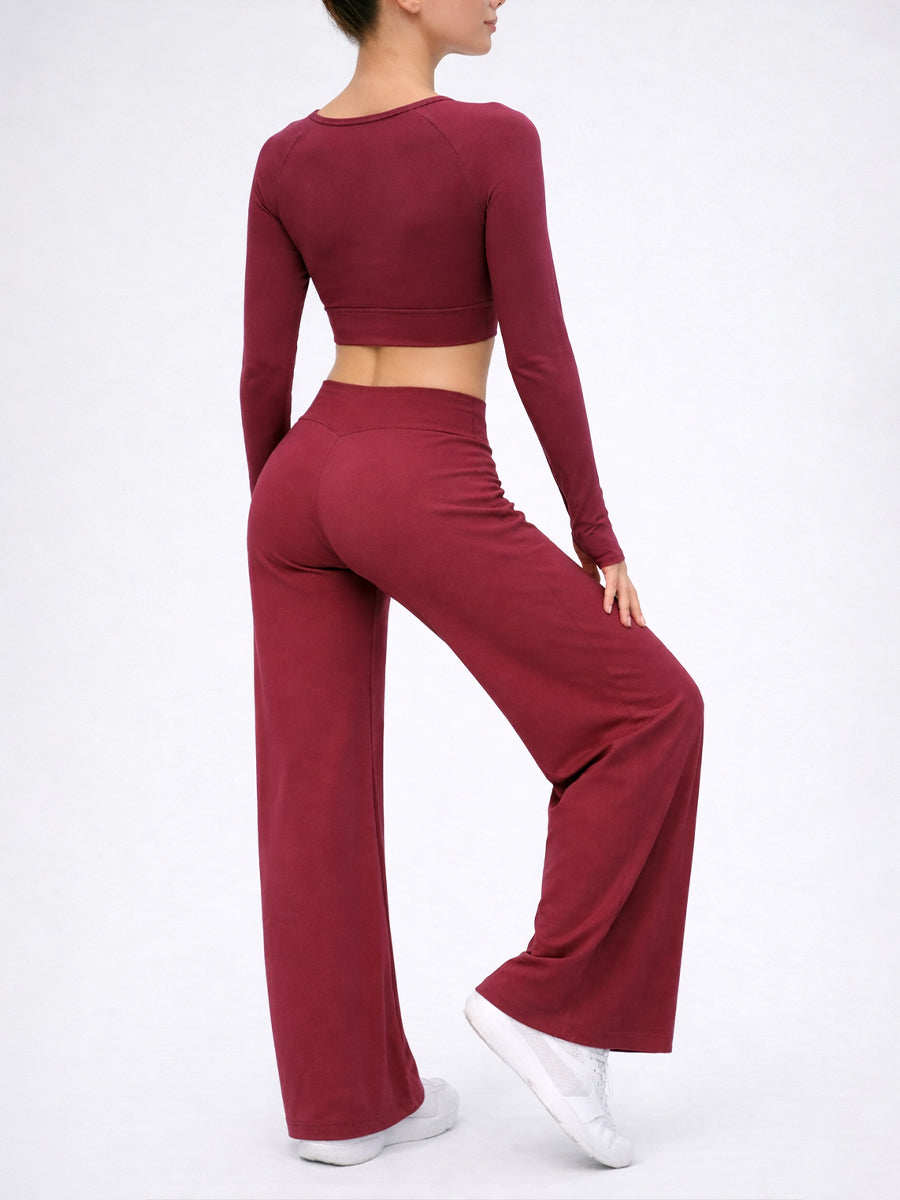 High Waist Flared Leggings Burnt Red