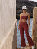 High Waist Flared Leggings Burnt Red