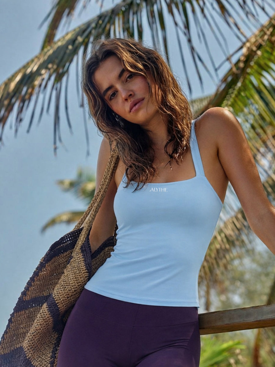 Essential Halter Tank Top Light Blue