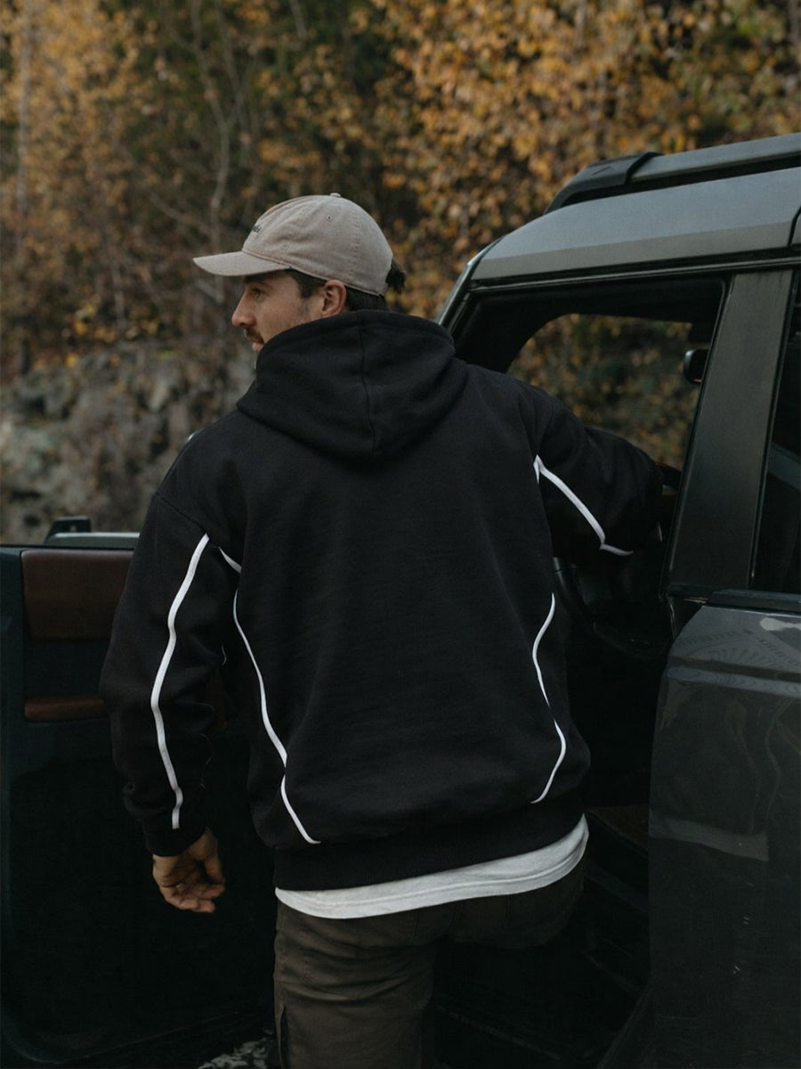 Contrast Panel Pullover Hoodie Black