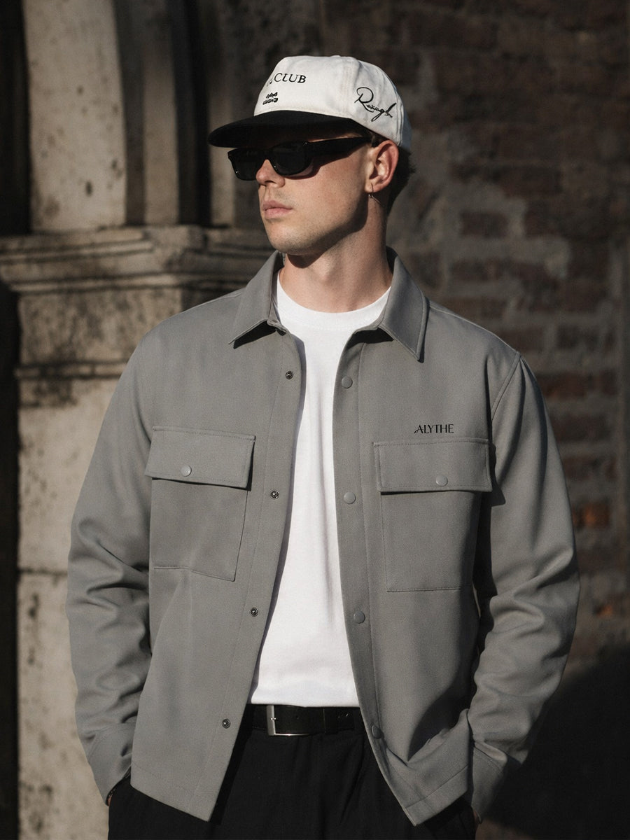 Utility Pocket Button Jacket Grey