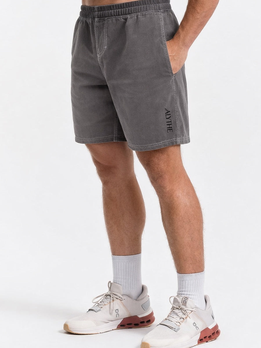 Elastic Waist Casual Shorts Grey