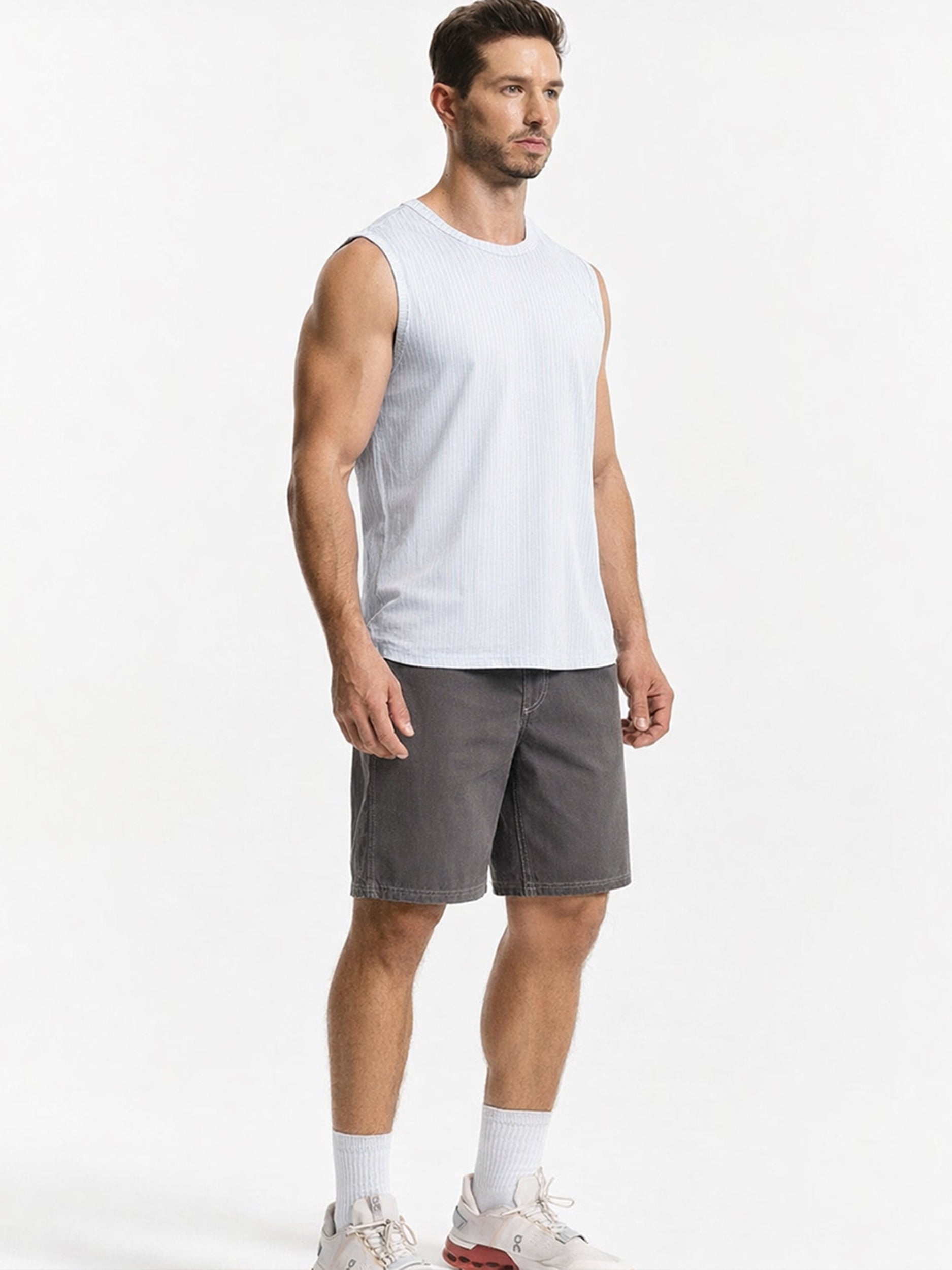 Elastic Waist Casual Shorts Grey