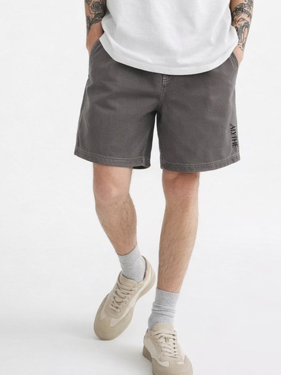 Elastic Waist Casual Shorts Grey