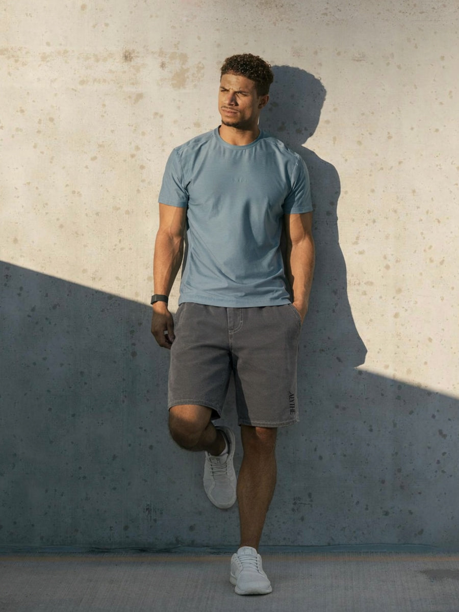 Elastic Waist Casual Shorts Grey