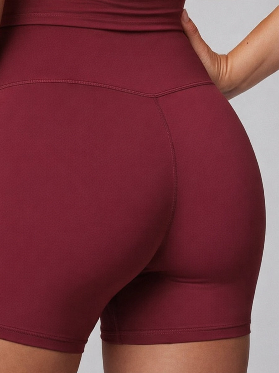High Waist Sculpt Shorts Burnt Red