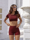 High Waist Sculpt Shorts Burnt Red