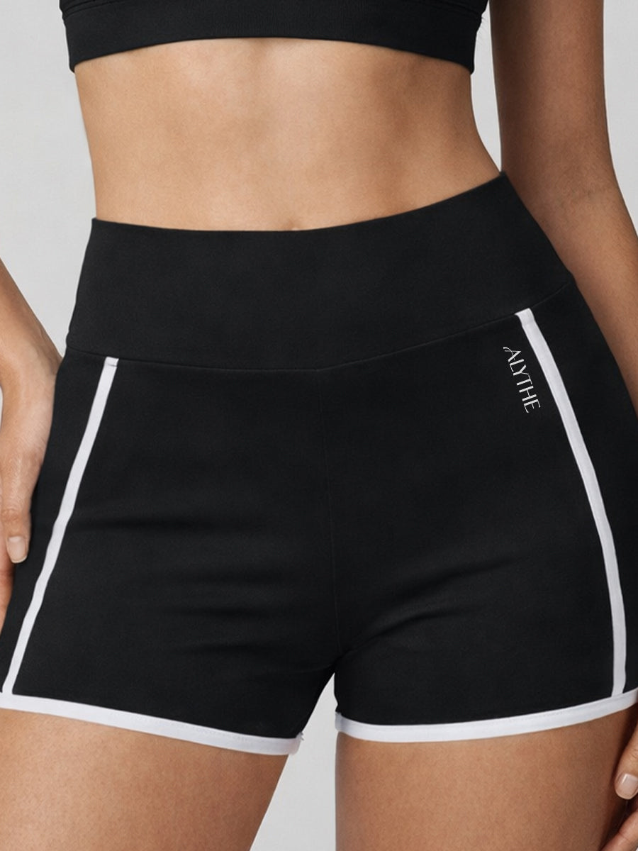 High Waist Contrast Trim Shorts Black