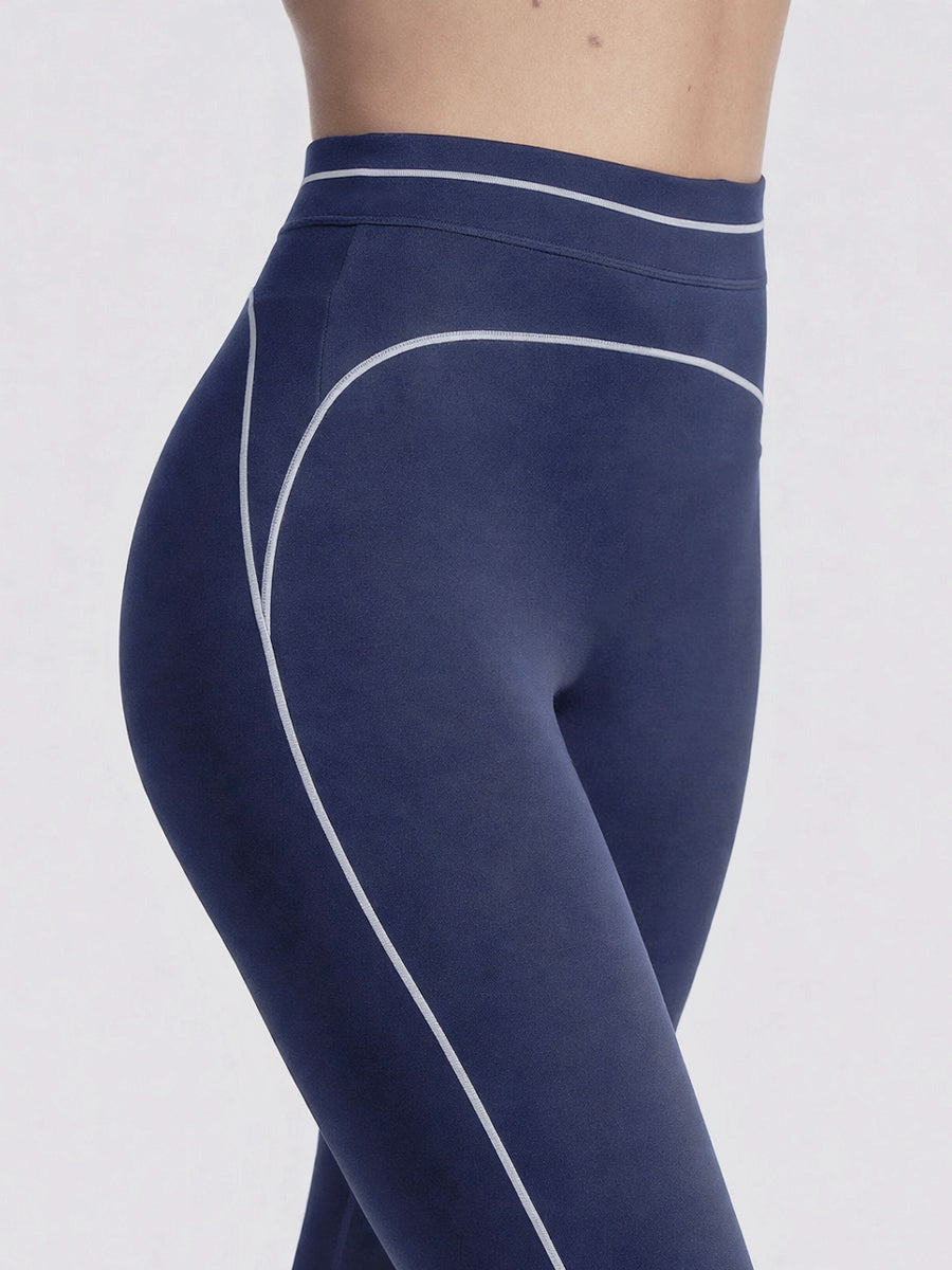 High Waist Seam Detail Leggings Navy