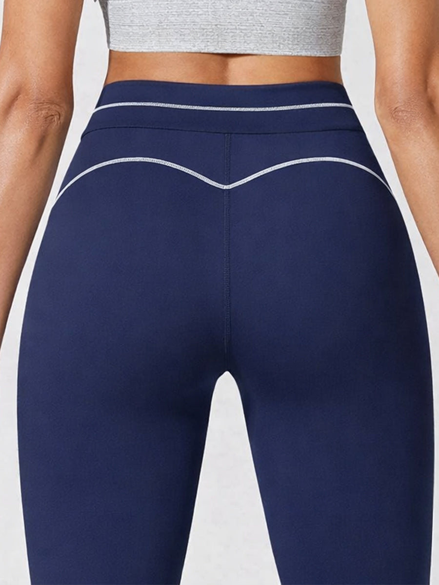 High Waist Seam Detail Leggings Navy