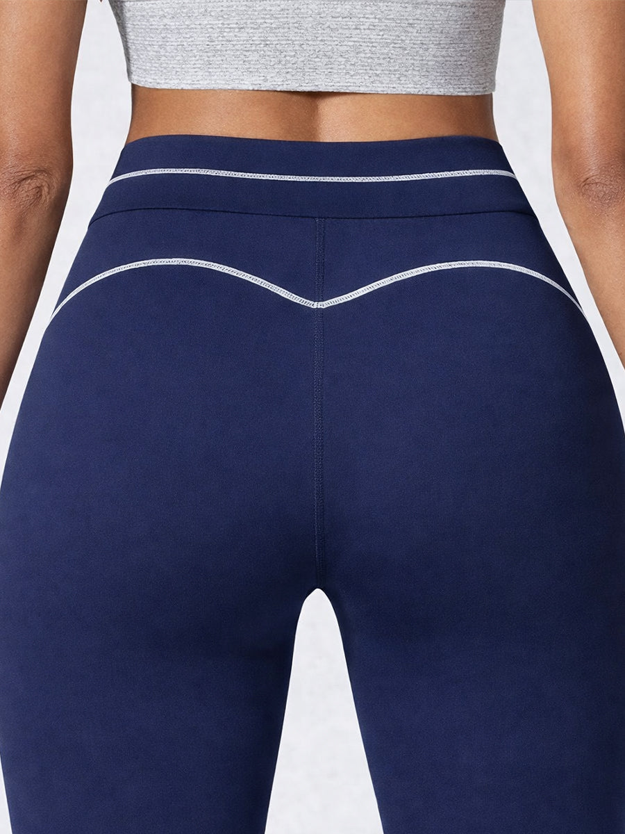 High Waist Seam Detail Leggings Navy