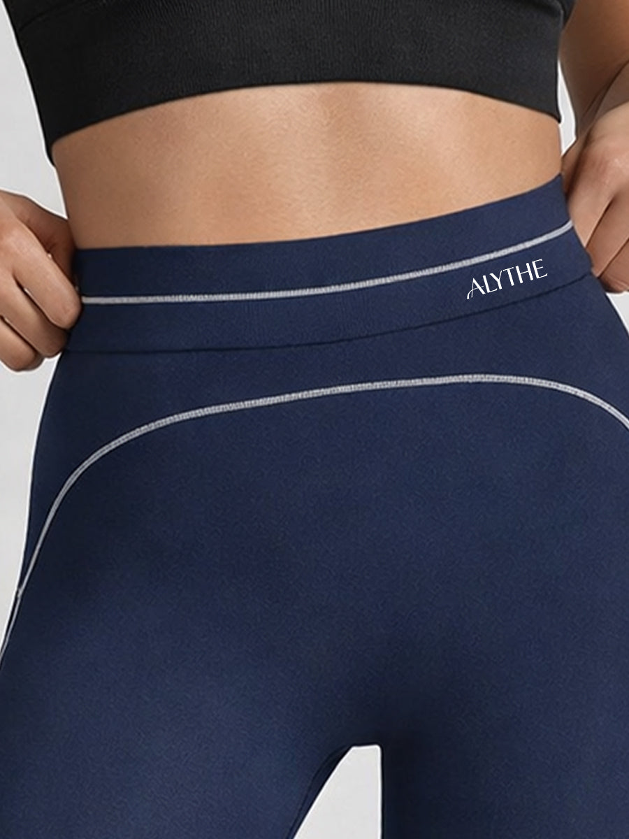 High Waist Seam Detail Leggings Navy