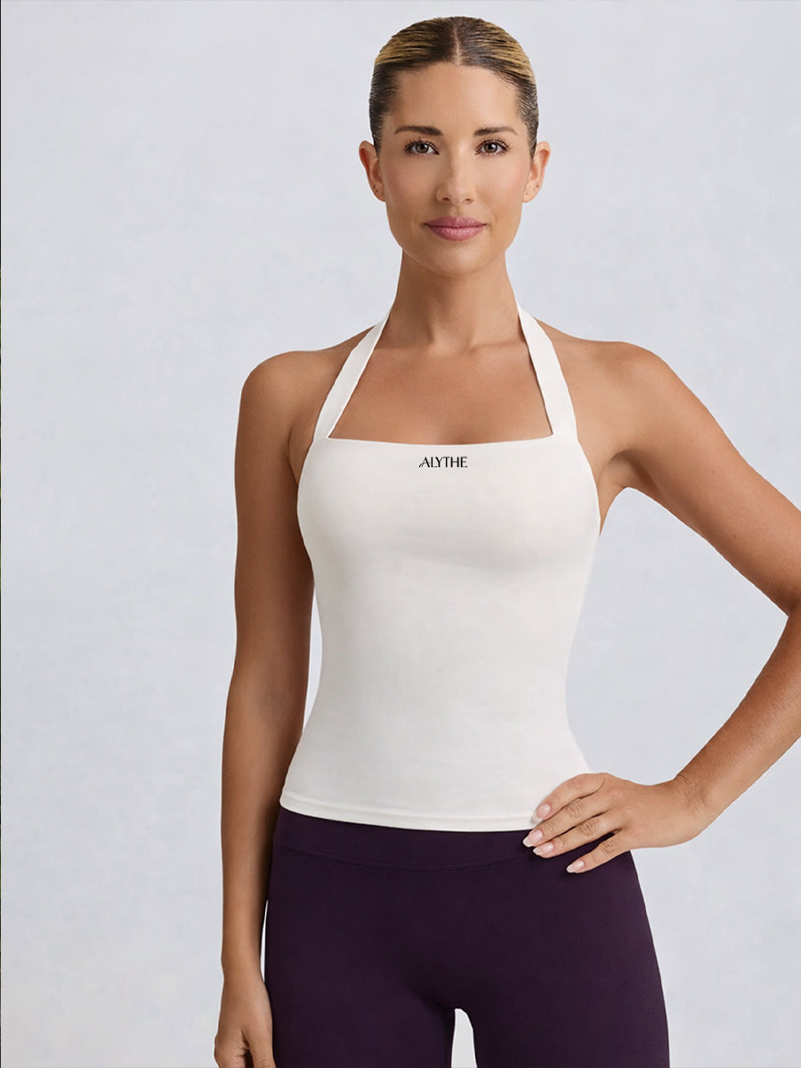Essential Halter Tank Top White