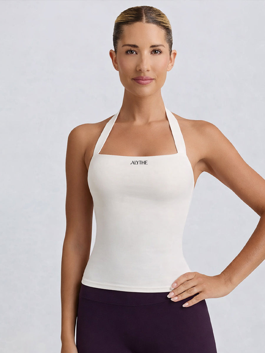Essential Halter Tank Top White