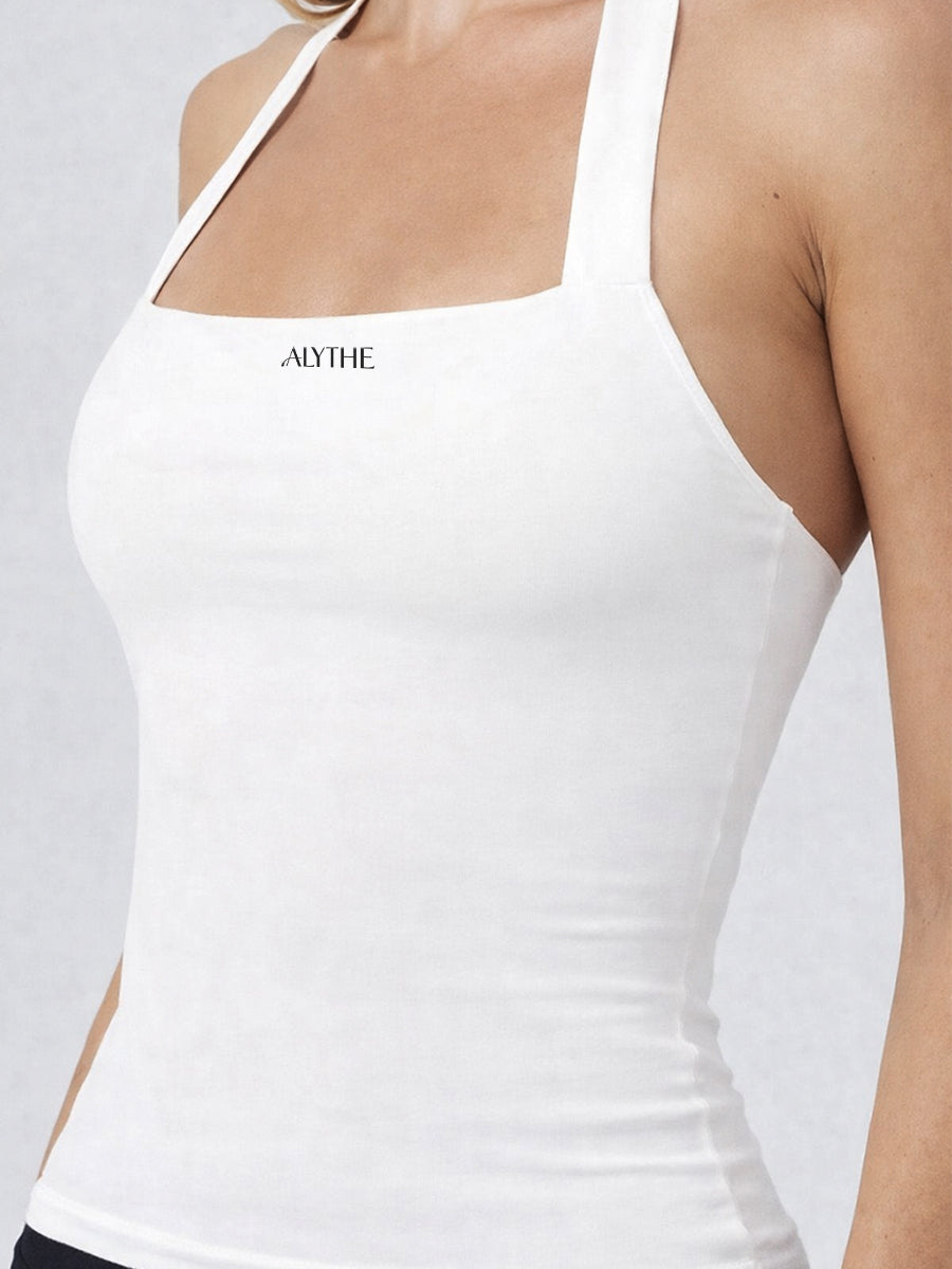 Essential Halter Tank Top White
